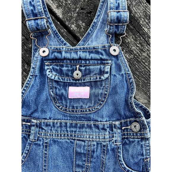OshKosh‎ B’gosh Denim Overall Dress 2T Toddler Jumper Pink Patch Pocket - Picture 3 of 6